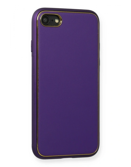 Newface iPhone 7 Kılıf Coco Deri Silikon Kapak - Mor
