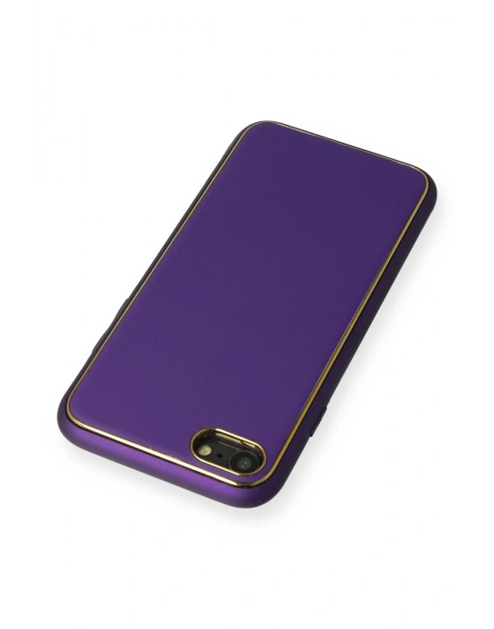 Newface iPhone 7 Kılıf Coco Deri Silikon Kapak - Mor