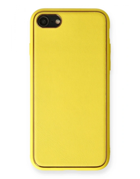 Newface iPhone 7 Kılıf Coco Deri Silikon Kapak - Sarı