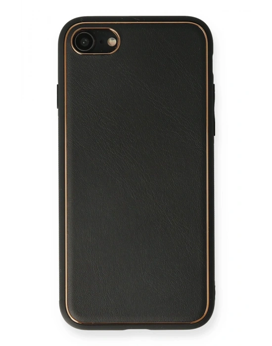 Newface iPhone 7 Kılıf Coco Deri Silikon Kapak - Siyah