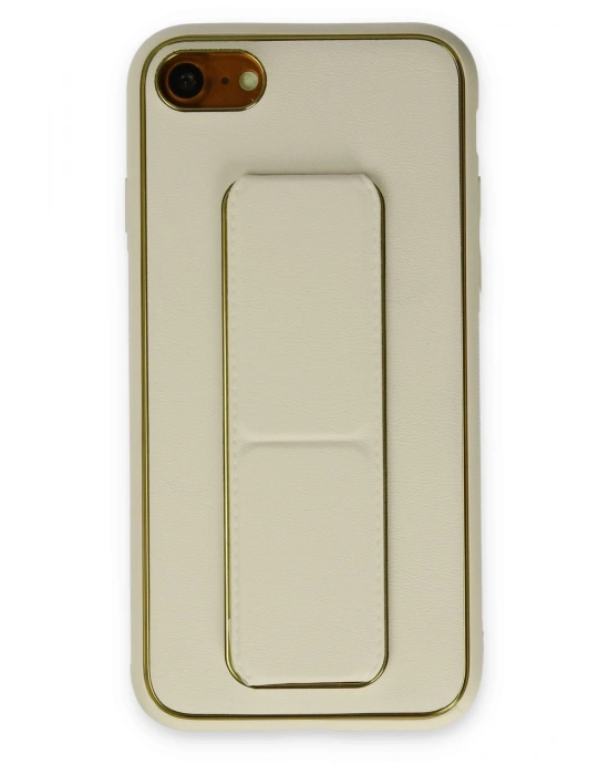 Newface iPhone 7 Kılıf Coco Deri Standlı Kapak - Beyaz