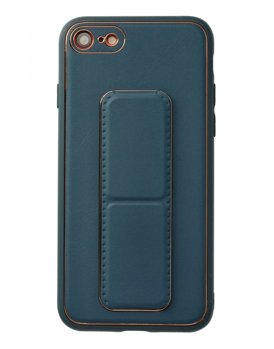 Newface iPhone 7 Kılıf Coco Deri Standlı Kapak - Mavi