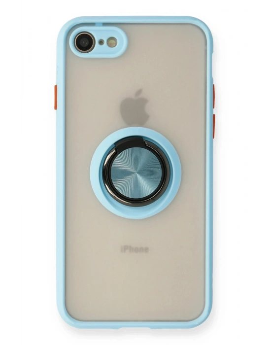 Newface iPhone 7 Kılıf Montreal Yüzüklü Silikon Kapak - Buz Mavi