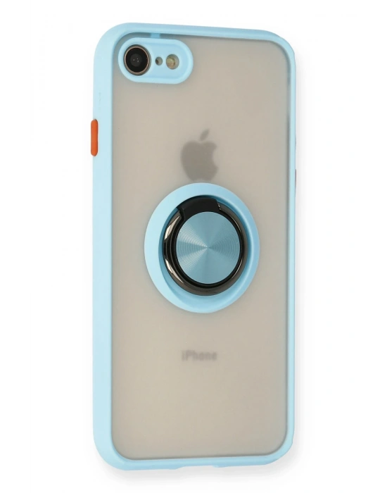 Newface iPhone 7 Kılıf Montreal Yüzüklü Silikon Kapak - Buz Mavi