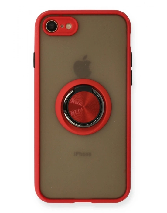 Newface iPhone 7 Kılıf Montreal Yüzüklü Silikon Kapak - Kırmızı