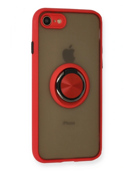 Newface iPhone 7 Kılıf Montreal Yüzüklü Silikon Kapak - Kırmızı