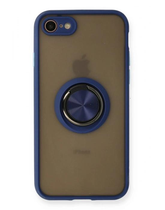 Newface iPhone 7 Kılıf Montreal Yüzüklü Silikon Kapak - Lacivert