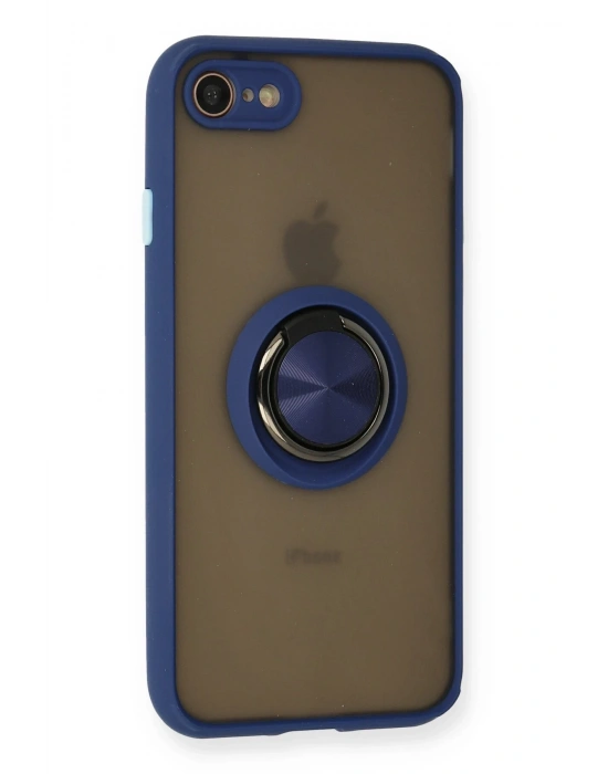 Newface iPhone 7 Kılıf Montreal Yüzüklü Silikon Kapak - Lacivert