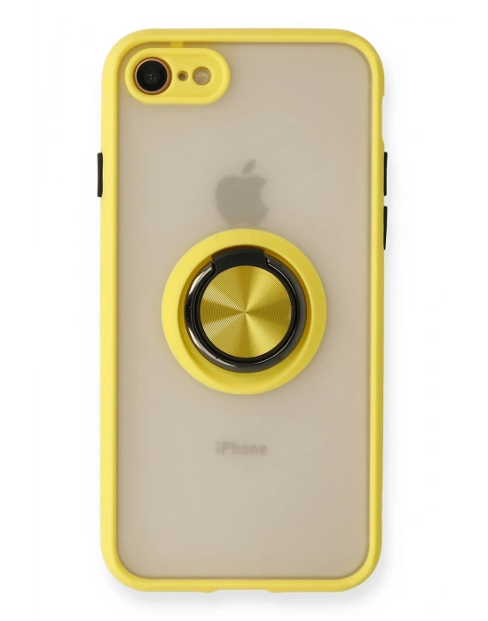 Newface iPhone 7 Kılıf Montreal Yüzüklü Silikon Kapak - Sarı