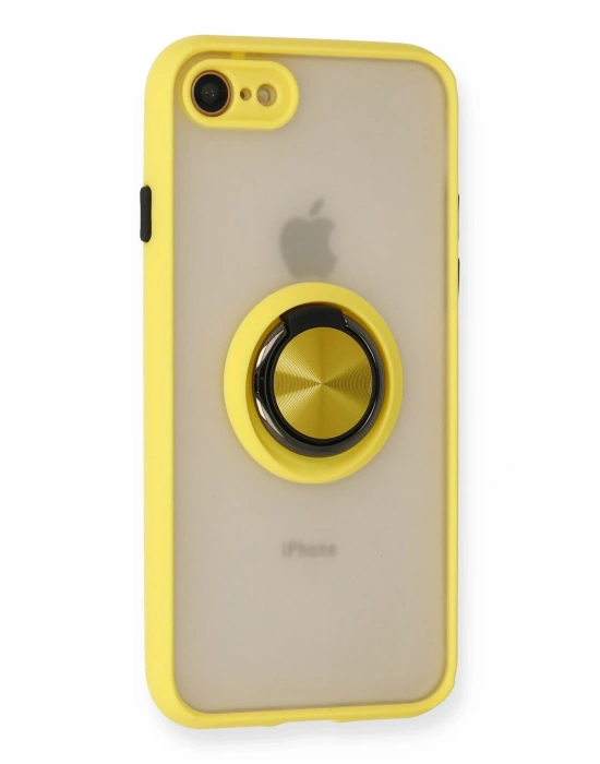 Newface iPhone 7 Kılıf Montreal Yüzüklü Silikon Kapak - Sarı