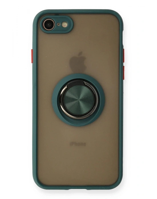 Newface iPhone 7 Kılıf Montreal Yüzüklü Silikon Kapak - Yeşil