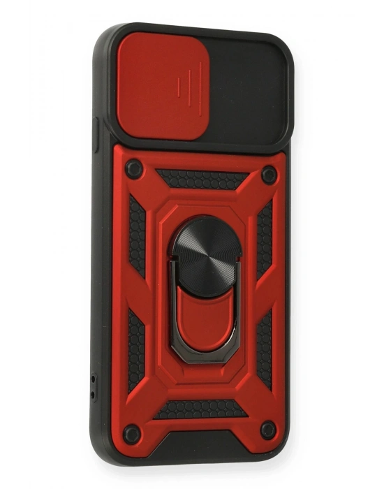 Newface iPhone 7 Kılıf Pars Lens Yüzüklü Silikon - Kırmızı