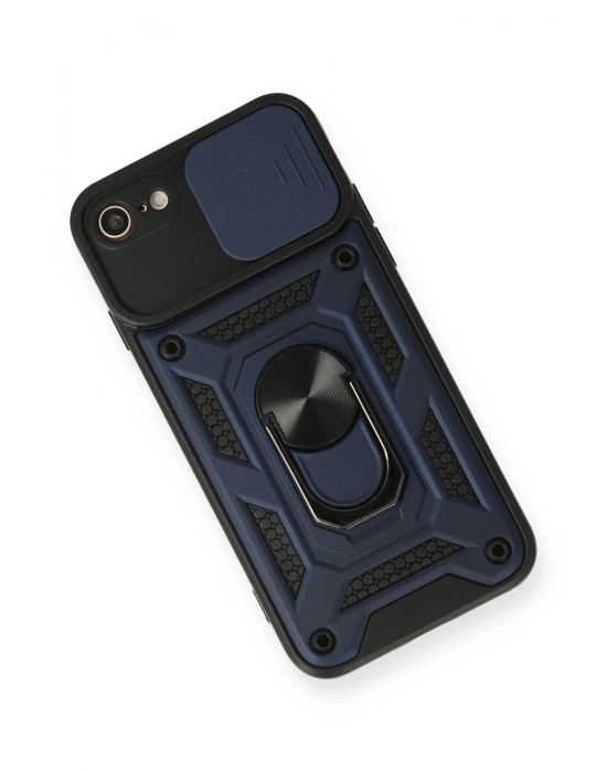 Newface iPhone 7 Kılıf Pars Lens Yüzüklü Silikon - Lacivert