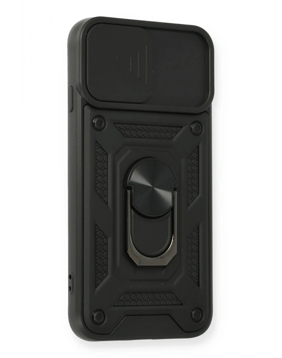 Newface iPhone 7 Kılıf Pars Lens Yüzüklü Silikon - Siyah