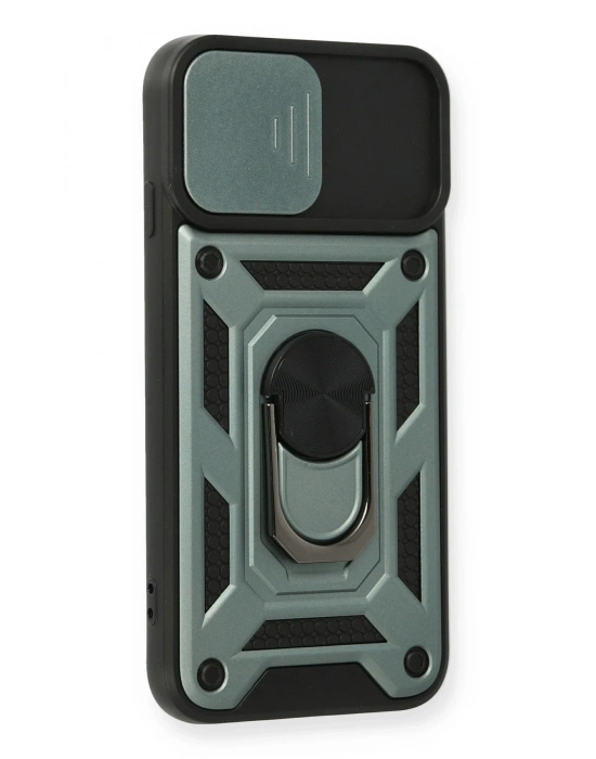 Newface iPhone 7 Kılıf Pars Lens Yüzüklü Silikon - Yeşil