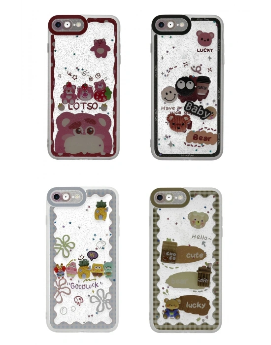 Newface iPhone 7 Kılıf Sweet Desenli Silikon Kapak - Sarı