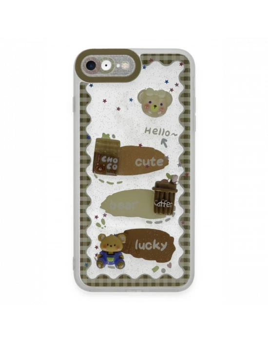Newface iPhone 7 Kılıf Sweet Desenli Silikon Kapak - Şeffaf