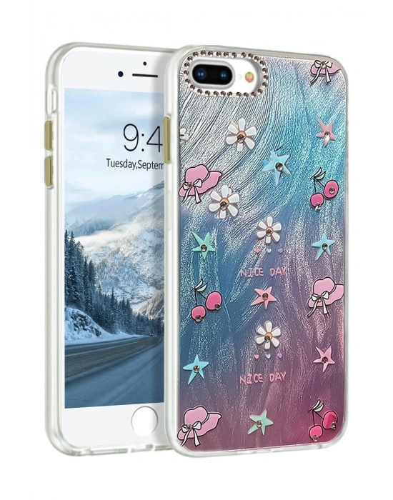 Newface iPhone 7 Plus Kılıf Blade Aynalı Desenli Kapak - Desen 4