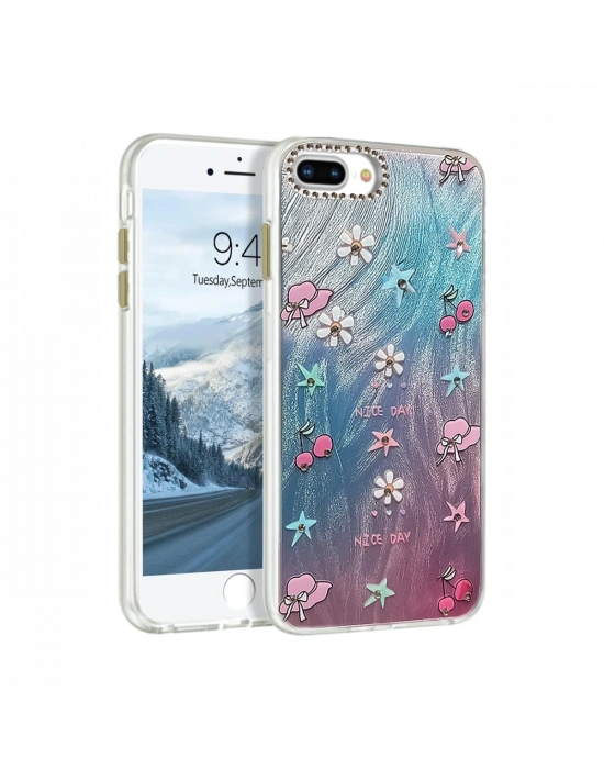 Newface iPhone 7 Plus Kılıf Blade Aynalı Desenli Kapak - Desen 4