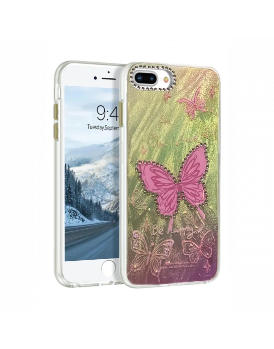 Newface iPhone 7 Plus Kılıf Blade Aynalı Desenli Kapak - Desen 5