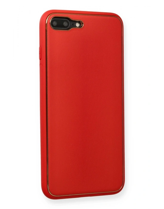 Newface iPhone 7 Plus Kılıf Coco Deri Silikon Kapak - Kırmızı