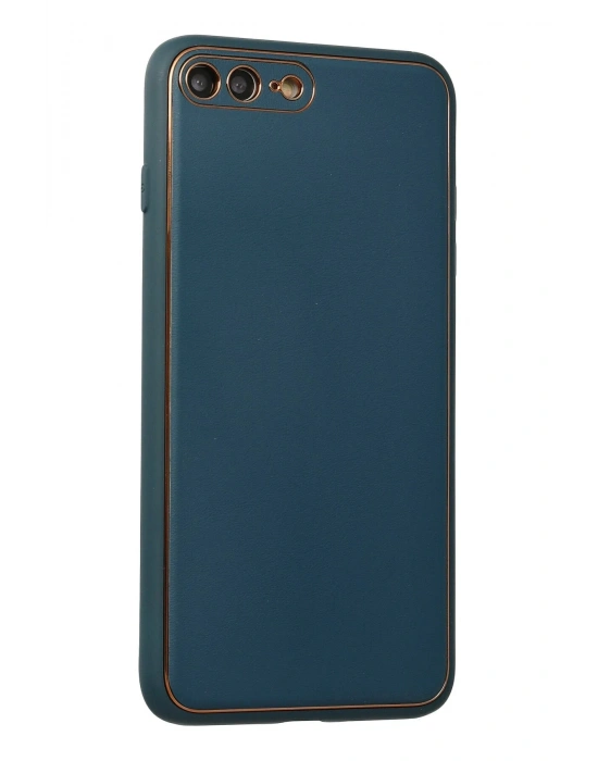 Newface iPhone 7 Plus Kılıf Coco Deri Silikon Kapak - Mavi