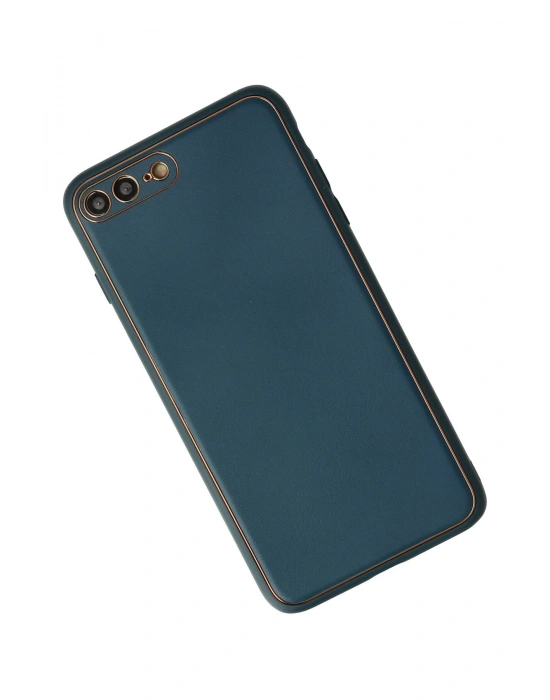 Newface iPhone 7 Plus Kılıf Coco Deri Silikon Kapak - Mavi