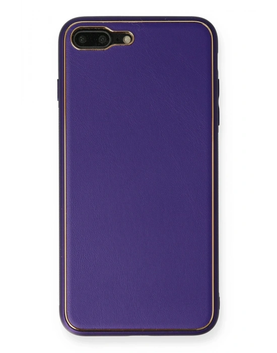 Newface iPhone 7 Plus Kılıf Coco Deri Silikon Kapak - Mor