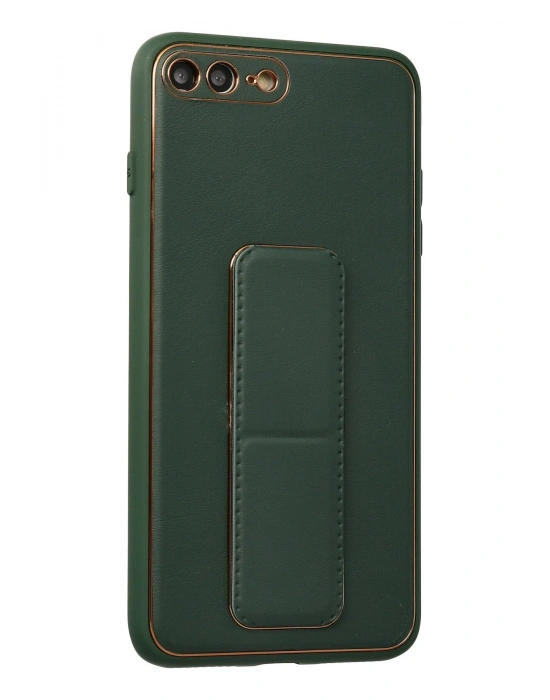 Newface iPhone 7 Plus Kılıf Coco Deri Standlı Kapak - Yeşil