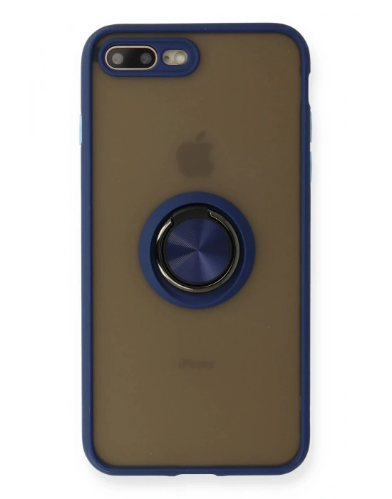Newface iPhone 7 Plus Kılıf Montreal Yüzüklü Silikon Kapak - Lacivert