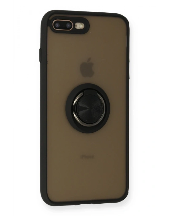 Newface iPhone 7 Plus Kılıf Montreal Yüzüklü Silikon Kapak - Siyah