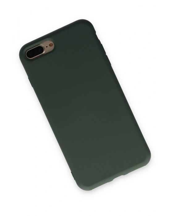Newface iPhone 7 Plus Kılıf Nano içi Kadife Silikon - Koyu Yeşil