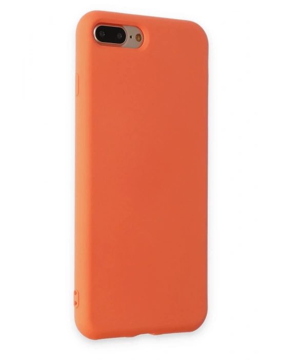 Newface iPhone 7 Plus Kılıf Nano içi Kadife Silikon - Turuncu