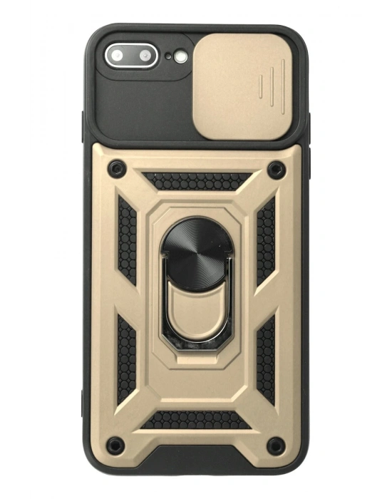 Newface iPhone 7 Plus Kılıf Pars Lens Yüzüklü Silikon - Gold