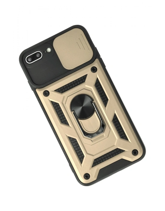 Newface iPhone 7 Plus Kılıf Pars Lens Yüzüklü Silikon - Gold