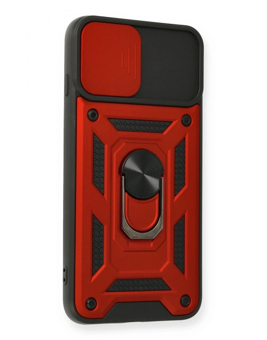 Newface iPhone 7 Plus Kılıf Pars Lens Yüzüklü Silikon - Kırmızı