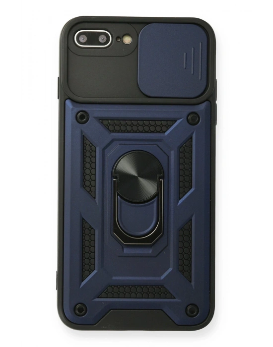 Newface iPhone 7 Plus Kılıf Pars Lens Yüzüklü Silikon - Lacivert