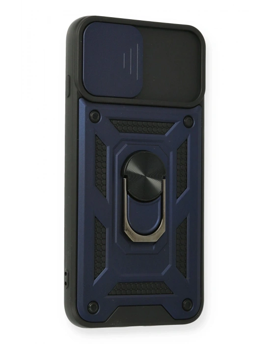 Newface iPhone 7 Plus Kılıf Pars Lens Yüzüklü Silikon - Lacivert