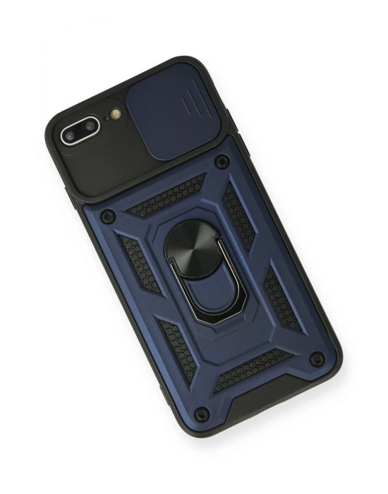 Newface iPhone 7 Plus Kılıf Pars Lens Yüzüklü Silikon - Lacivert