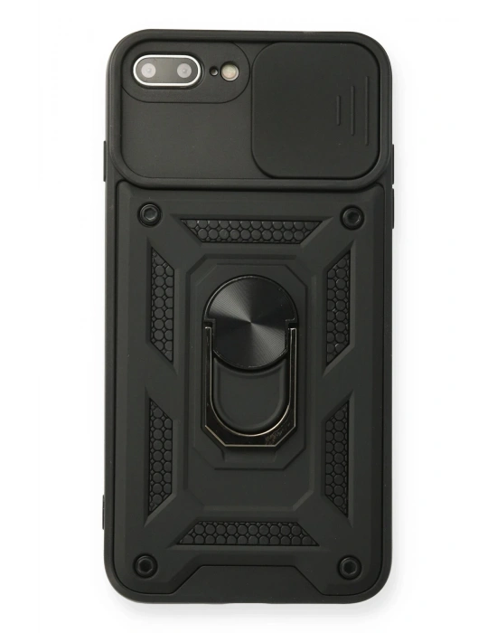 Newface iPhone 7 Plus Kılıf Pars Lens Yüzüklü Silikon - Siyah