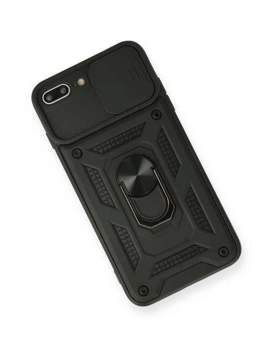 Newface iPhone 7 Plus Kılıf Pars Lens Yüzüklü Silikon - Siyah