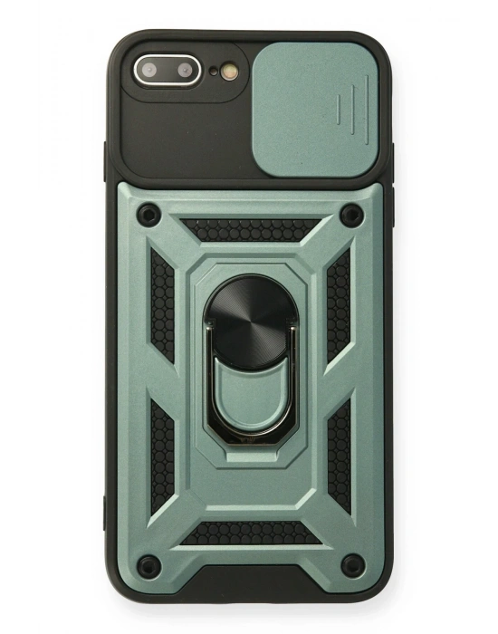 Newface iPhone 7 Plus Kılıf Pars Lens Yüzüklü Silikon - Yeşil