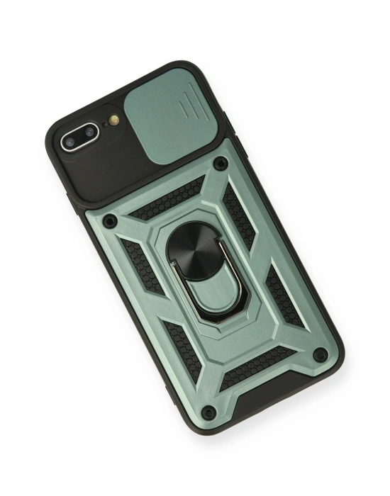 Newface iPhone 7 Plus Kılıf Pars Lens Yüzüklü Silikon - Yeşil