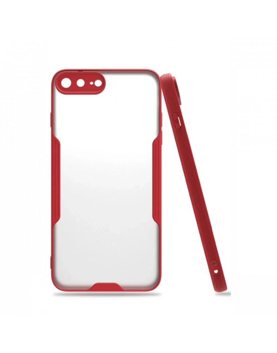 Newface iPhone 7 Plus Kılıf Platin Silikon - Kırmızı