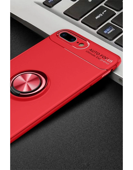 Newface iPhone 7 Plus Kılıf Range Yüzüklü Silikon - Kırmızı
