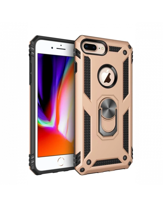 Newface iPhone 7 Plus Kılıf Sofya Yüzüklü Silikon Kapak - Gold