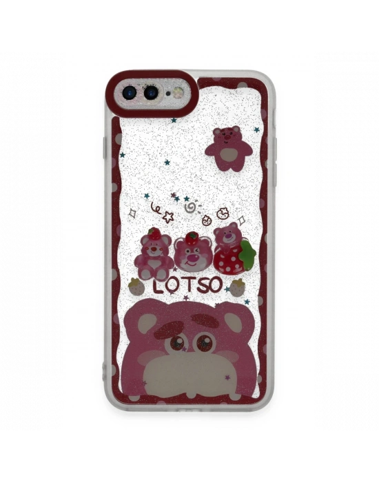 Newface iPhone 7 Plus Kılıf Sweet Desenli Silikon Kapak - Pembe