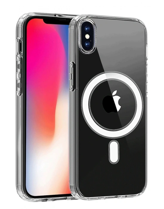 Newface iPhone X Kılıf Magneticsafe Şeffaf Silikon - Şeffaf
