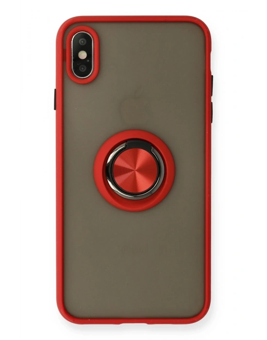 Newface iPhone X Kılıf Montreal Yüzüklü Silikon Kapak - Kırmızı