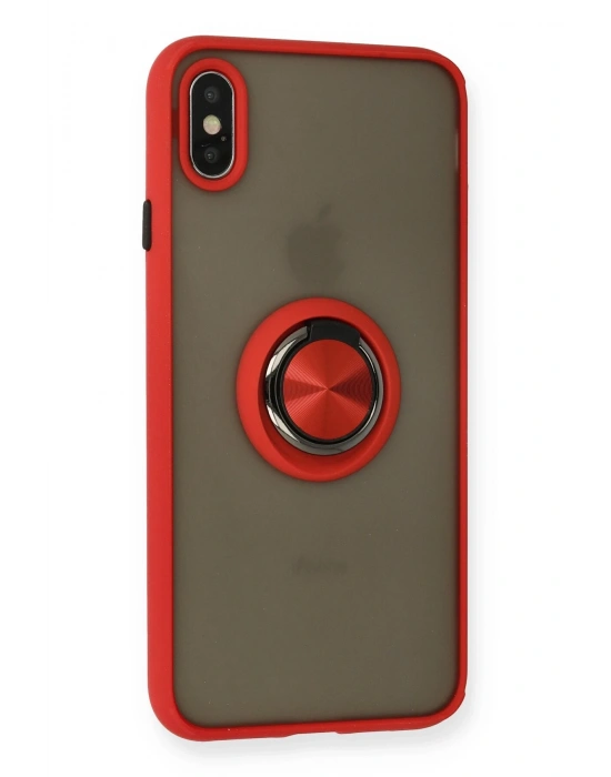 Newface iPhone X Kılıf Montreal Yüzüklü Silikon Kapak - Kırmızı